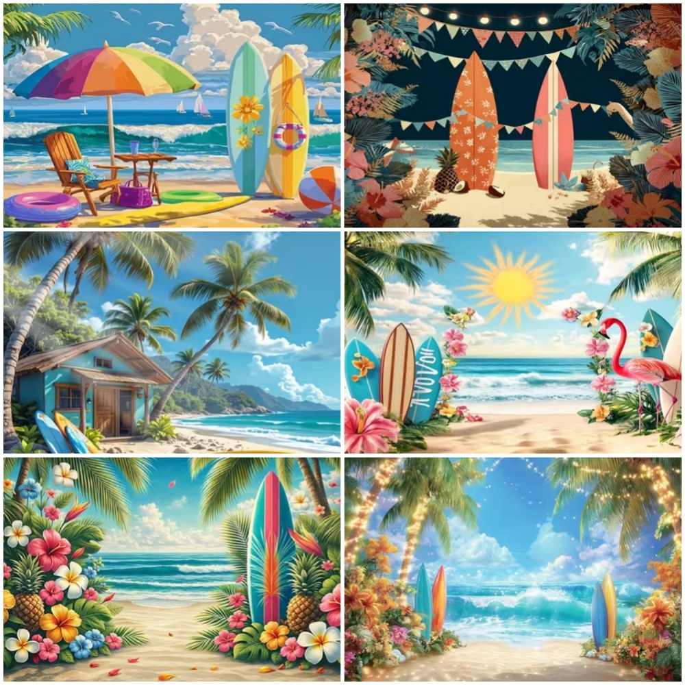 Summer Surfboard Theme Backdro - Outdoor Sport Background 评论和价格
